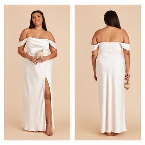 Birdy Grey Mia draped white satin gown